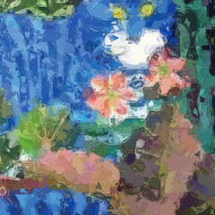 Oil painting and various flowers, tigers, watermelons, butterflies, lotus leaves, lotus flowers, Paisley leaves, Paisley beauty