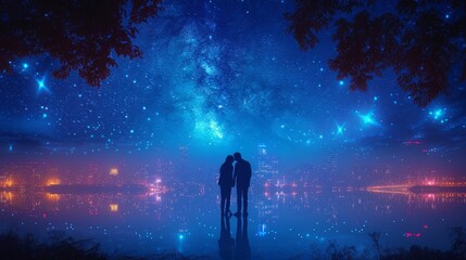 silhouette of a couple kissing on the beach