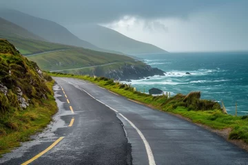 Papier Peint photo autocollant Atlantic Ocean Road Road along the scenic coast of western Ireland. Slea Head, Dingle peninsula, County Kerry. 