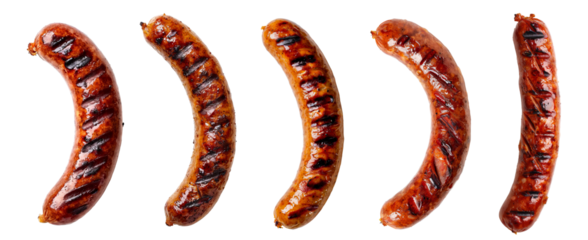 Tasty grilled sausages on isolated on transparent background