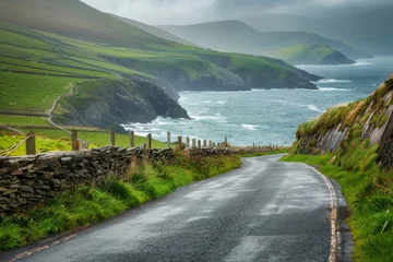 Tissu par mètre Atlantic Ocean Road Road along the scenic coast of western Ireland. Slea Head, Dingle peninsula, County Kerry. 