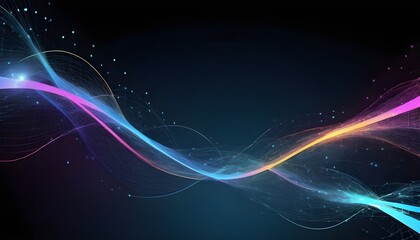 abstract blue-yellow pink lines background with digital lines