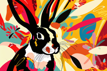 Abstract depiction of a comical Easter rabbit