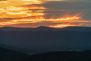 Sunrise Overlook at Shenandoah National Park along the Blue Ridge Mountains in Virginia