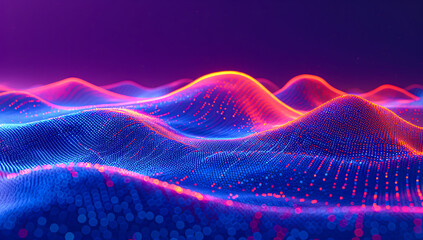 Abstract digital wave, flowing technology pattern with neon glow and futuristic vibe