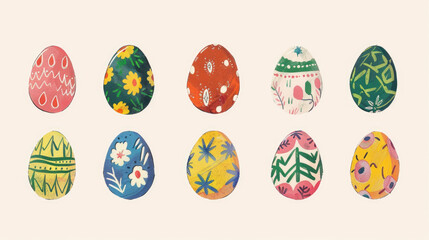Colorful illustration of decorated eggs