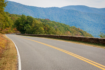The Skyline Drive at Shenandoah National Park along the Blue Ridge Mountains in Virginia