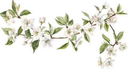 Fototapeta na wymiar Spring Blossoms Clip Art - Delicate illustration of blooming flowers