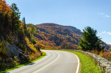 The Skyline Drive at Shenandoah National Park along the Blue Ridge Mountains in Virginia
