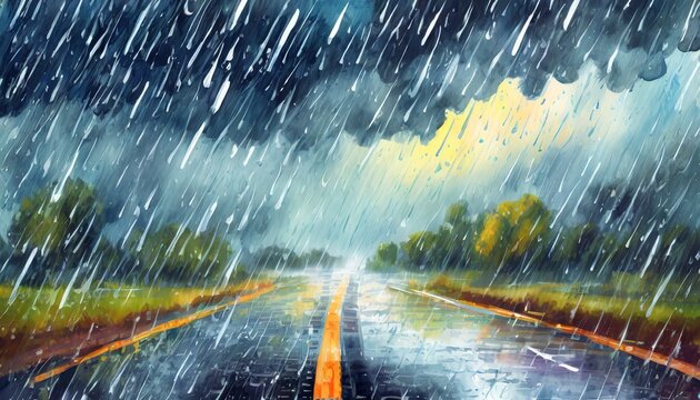 雨の日、大雨のイラスト