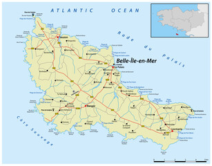 Road map of the Breton island of Belle-Ile-en-Mer, France - 764549647