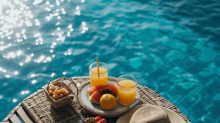 Breakfast in swimming pool