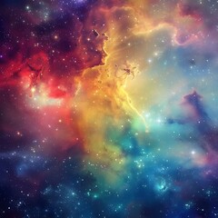 An abstract and colorful galaxy cosmos background with a mesmerizing display of stars, nebulae, and cosmic elements.