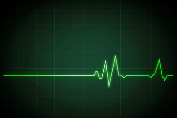 A green ECG line on cardio monitor background