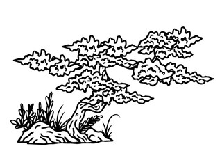 Outline Tree Asian Illustration Element