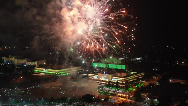 Pakistan Day Fireworks Light Up The Parliament Buildings In Islamabad.  14 August Celebrations 2023 | Islamabad, Pakistan - August 14, 2023