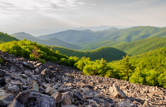 Blackrock Summit at Shenandoah National Park along the Blue Ridge Mountains in Virginia