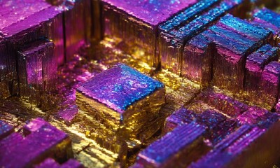 Abstract background of colorful shiny glass cubes. Close-up view.