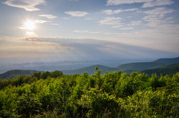 Sunrise Overlook at Shenandoah National Park along the Blue Ridge Mountains in Virginia