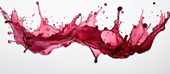 An extreme close-up view capturing the moment of a red liquid splashing and spreading on a clean white surface