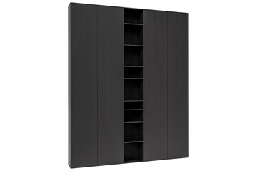 Wooden Black Modern cabinet isolated on white background. Furniture collection. Closet or wardrobe design element. 