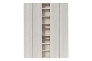 Wooden White Modern cabinet isolated on white background. Furniture collection. Closet or wardrobe design element. 