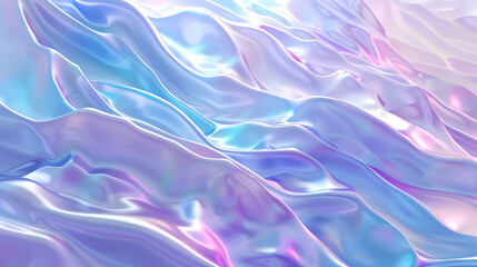 iridescent holographic 3d render background, pastel blue and purple color with wave abstract pattern