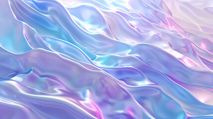 Fototapeta premium iridescent holographic 3d render background, pastel blue and purple color with wave abstract pattern