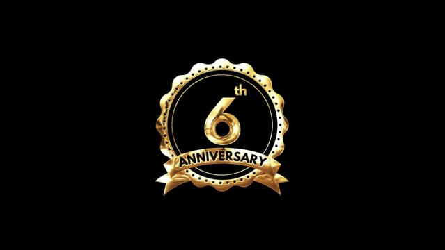 6th Anniversary luxury Gold Animation. Greeting for the 6th Anniversary. Luxurious Animation Celebrating 6 Years of Excellence