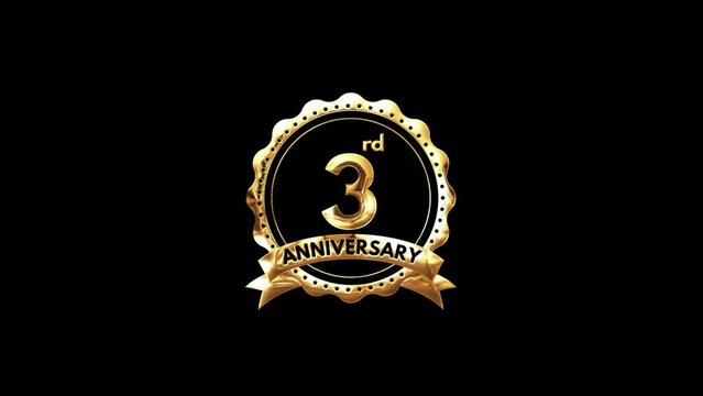 3rd Anniversary luxury Gold Animation. Greeting for the 3rd Anniversary. Luxurious Animation Celebrating 3 Years of Excellence