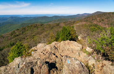 Bearfence Mountain Loop at Shenandoah National Park along the Blue Ridge Mountains in Virginia