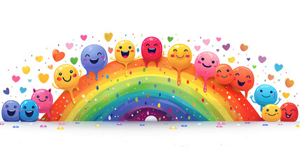 emojis forming a rainbow, generative ai
