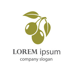 green olive fruit logo design on a stalk