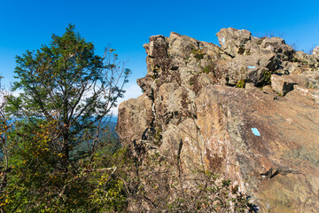 Bearfence Mountain Loop at Shenandoah National Park along the Blue Ridge Mountains in Virginia