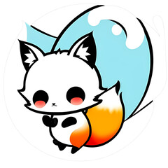 Cute Fox. Perfect for sticker, t-shirt or Design template. generative AI.