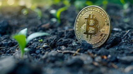 bitcoin on ground, Cryptocurrency investment