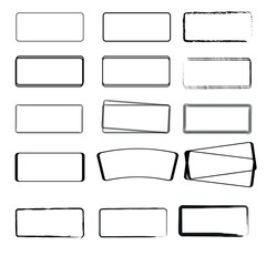 set of labels and frame in hand drawn stile. vector illustration