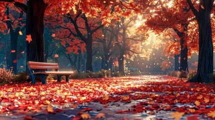 Zelfklevend Fotobehang Illustration of an autumn landscape © senadesign