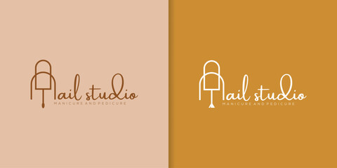 Beauty nail salon and nail beauty studio logo illustration