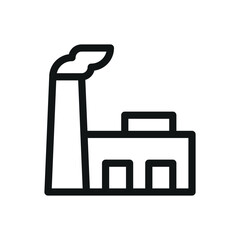 Power plant isolated icon, factory with smoking chimney vector symbol with editable stroke