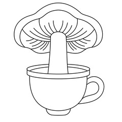 Mushroom Illustration Line Art Minimalist Design