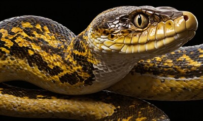 Fototapeta premium reptile snake with golden scales.