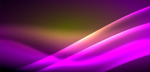 Dynamic waves in ethereal glow of neon lights. Concept merges fluidity of motion with vibrant allure of neon, crafting entrancing backdrop that embodies both vitality and futuristic sophistication