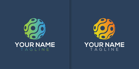 Vector logo design template for business. World technology icon.