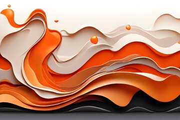 Abstract orange background with waves. Fluid shapes composition. Vector illustration Generative AI