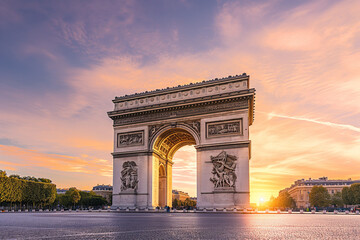 Fototapeta na wymiar Champs-Elysees at sunset in Paris