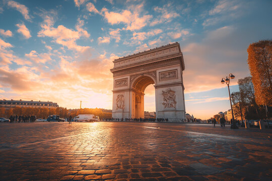 Champs-Elysees at sunset in Paris