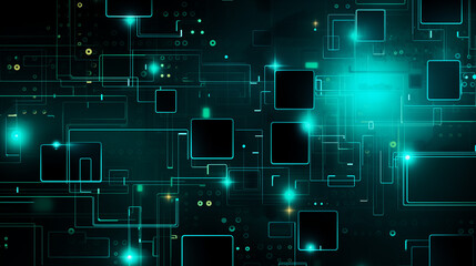 Fototapeta premium Abstract technological neon background resembling a computer motherboard. Virtual reality concept. For electronic music, album covers, screensavers, and illustrations related to technology themes