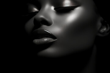 Monochromatic fashion portrait of an African American female model