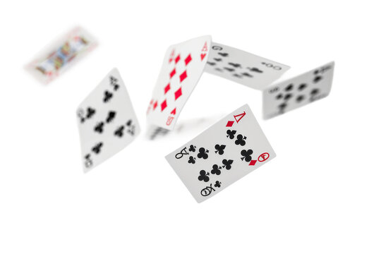 Flying Poker Cards on transparent background,